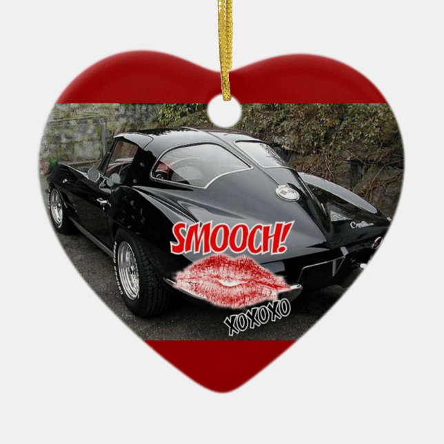 Valentine's Day Corvette Ceramic Ornament (Front)