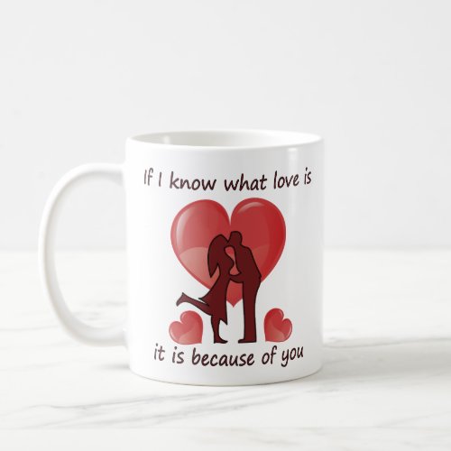 Valentines Day couple kissing with hearts Coffee Mug