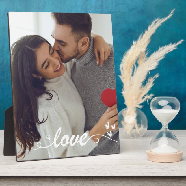 Valentines day couple Photo love hearts Plaque (Side)
