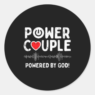Valentines Day Couple Powered God Christian Men Wo Classic Round Sticker