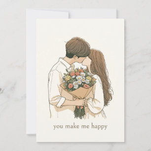 Valentine's Day couple with bouquet of flowers Invitation