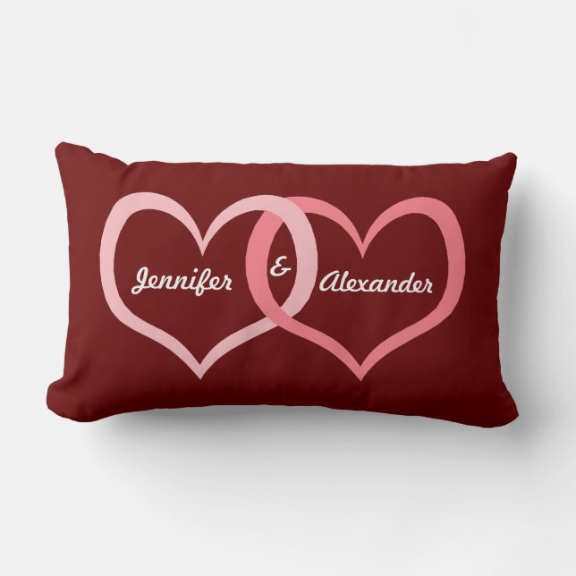 Valentine's Day Couples Name Heart Love Art Lumbar Pillow (Front)