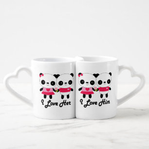 Valentine's Day Couples Panda Bear Mug Set