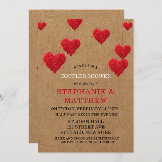 Valentine's Day Couples Shower Invitation (Front/Back)