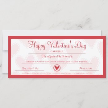 Valentine's Day Coupon Holiday Card by PinkMoonPaperie at Zazzle