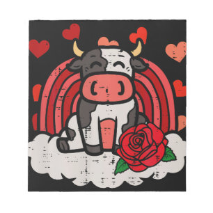 Valentines Day Cow Rainbow Cute Farm Girls Kids Notepad