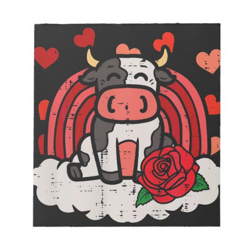 Valentines Day Cow Rainbow Cute Farm Girls Kids Notepad