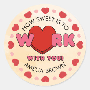 Valentines Day Coworkers for Favors Job Work Cute Classic Round Sticker