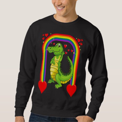 Valentines Day Crocodile Alligator Gift Kids Sweatshirt