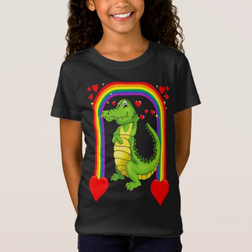 Valentines Day Crocodile Alligator Gift Kids T_Shirt