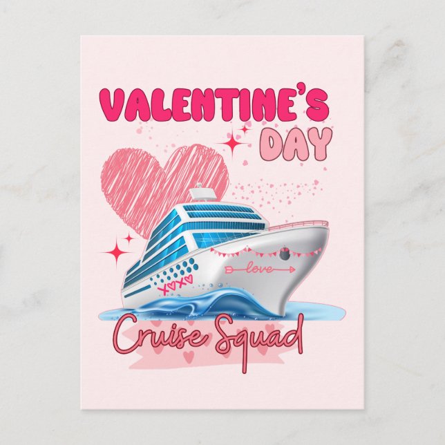 Valentine's Day Cruise Squad Vacation Group Matchi Postcard (Front)