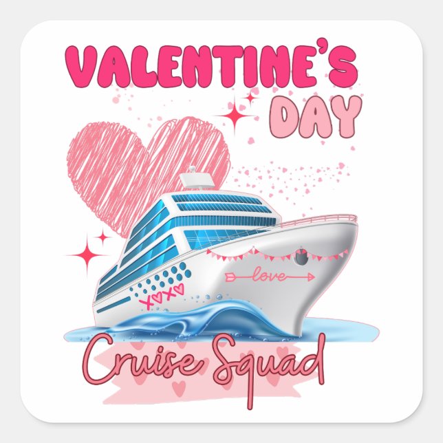 Valentine's Day Cruise Squad Vacation Group Matchi Square Sticker (Front)