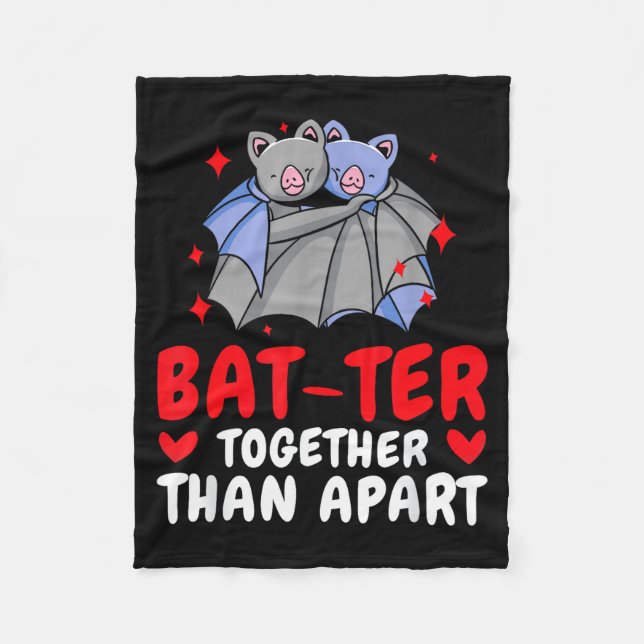 Valentine's Day Cuddling Cute Bats Couple Bat Vale Fleece Blanket (Front)