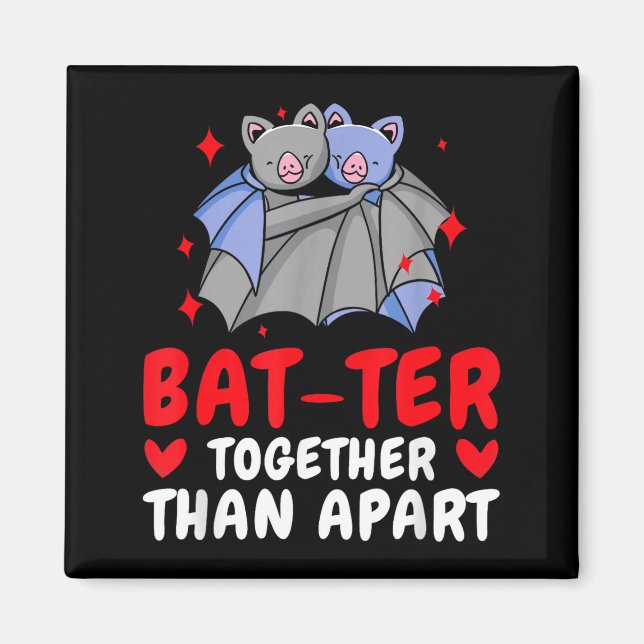 Valentine's Day Cuddling Cute Bats Couple Bat Vale Magnet (Front)