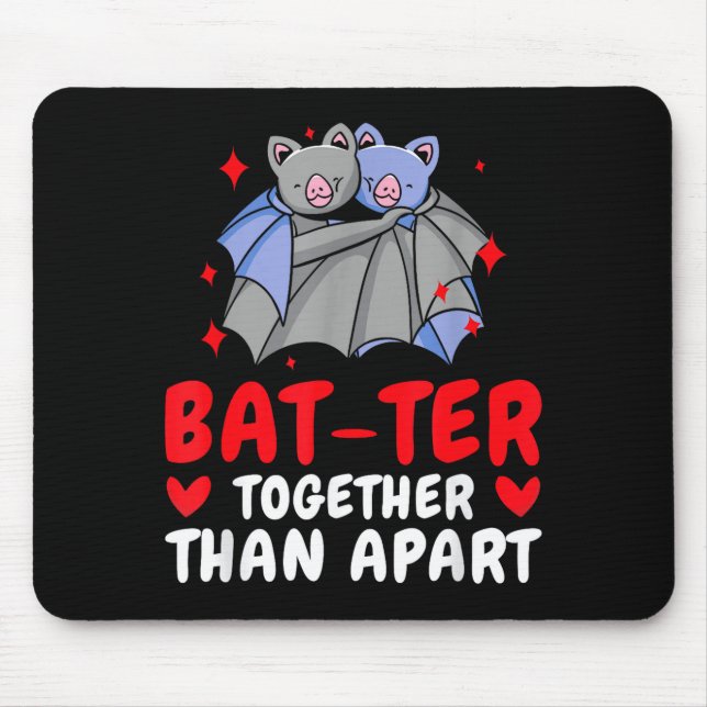 Valentine's Day Cuddling Cute Bats Couple Bat Vale Mouse Pad (Front)