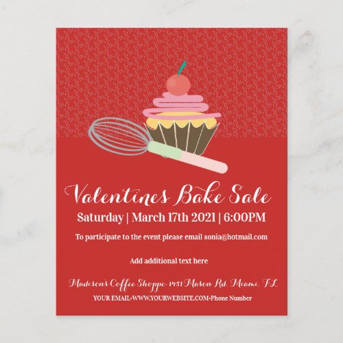 Valentines Day Cupcake Bake Sale Charity Event Flyer