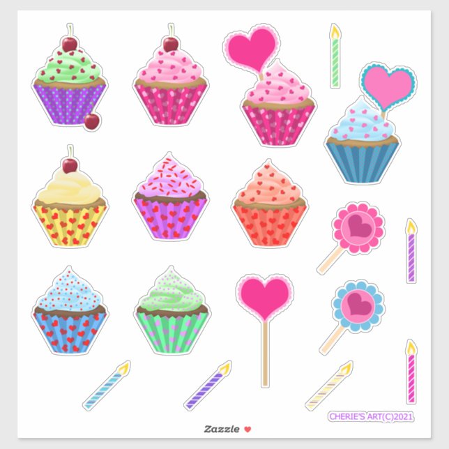 Valentine's Day Cupcake Kit Sticker (Sheet)