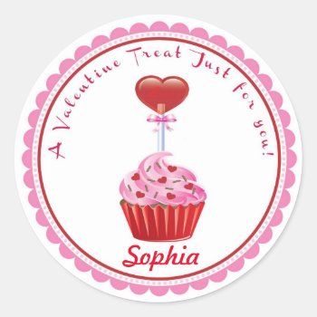 Valentine's Day Cupcake Lollipop Stickers by ThreeFoursDesign at Zazzle
