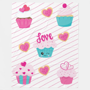 Valentine's Day Cupcakes and Sweets Gift Fleece Blanket