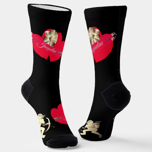 Valentine's Day Cupid Crew Socks (Angled)