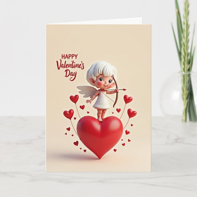Valentines Day Cupid Heart Card (Front)