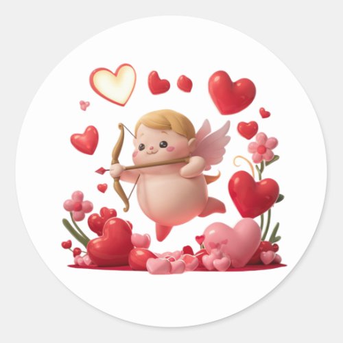 Valentines Day Cupid Shooting Sticker Label