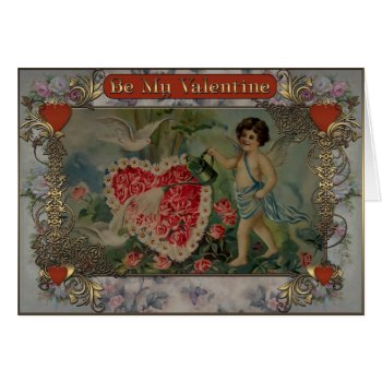 Valentine's Day - Cupid Watering Flower Heart. by VintageStyleStudio at Zazzle