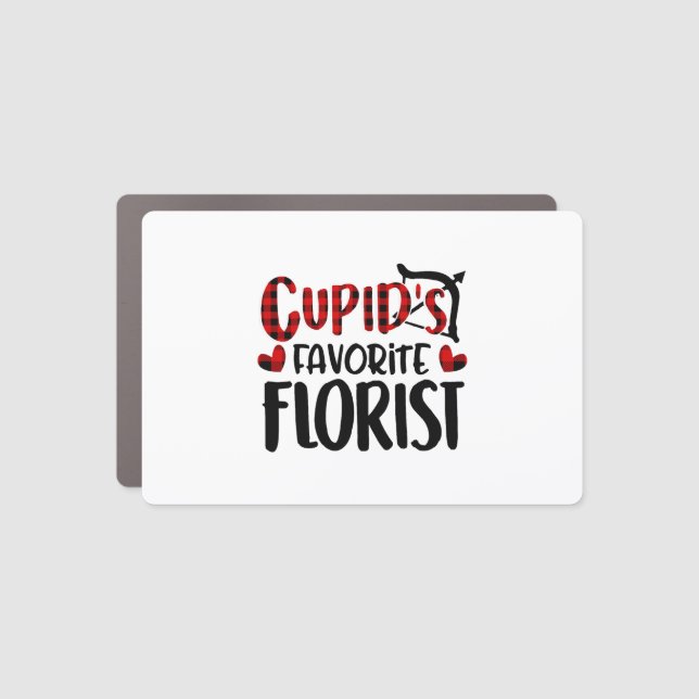 Valentines Day Cupid's Favorite Florist Buffalo Car Magnet (Front)