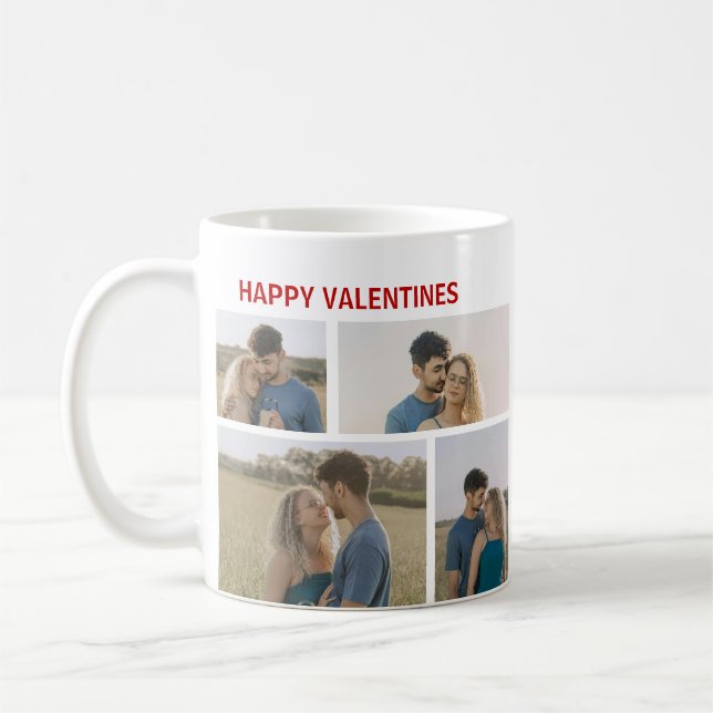 Valentines Day Custom 4 Photos Coffee Mug (Left)