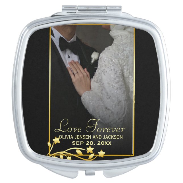 Valentine's Day Custom Couple Photo Compact Mirror (Front)