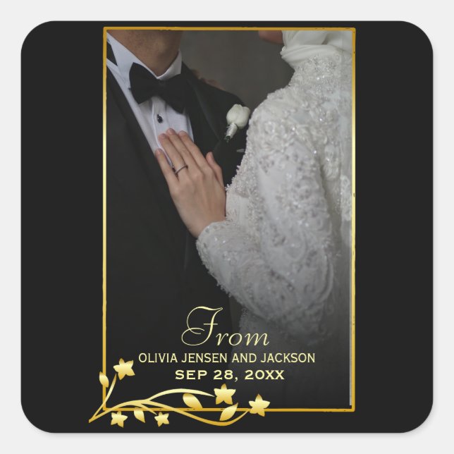 Valentine's Day Custom Couple Photo Square Sticker (Front)