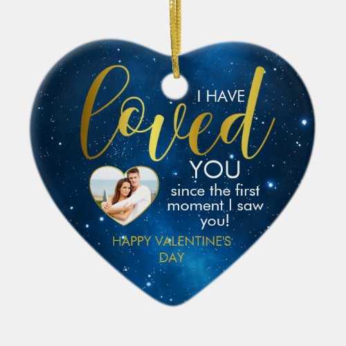 Valentines Day Custom Loved Heart Photo Collage Ceramic Ornament