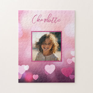 Valentine's Day Custom Photo and Personalized Name Jigsaw Puzzle