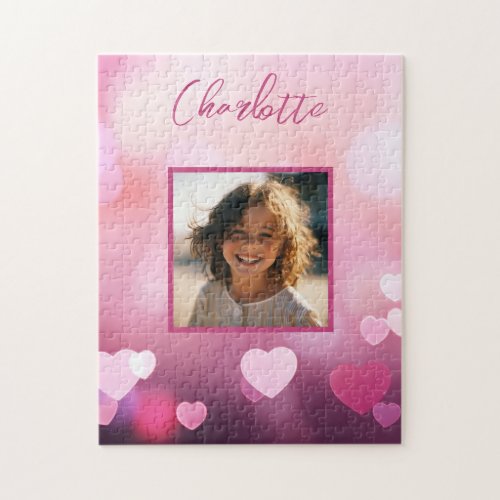 Valentines Day Custom Photo and Personalized Name Jigsaw Puzzle