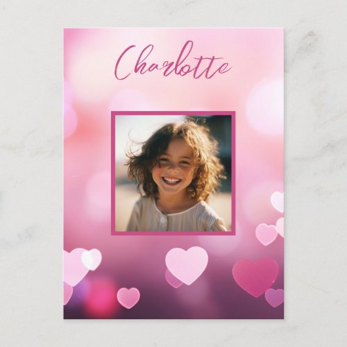 Valentines Day Custom Photo and Personalized Name Postcard