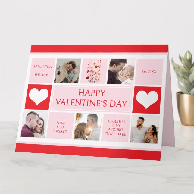 Valentine's Day Custom Photo Collage Big Card (Small Plant)