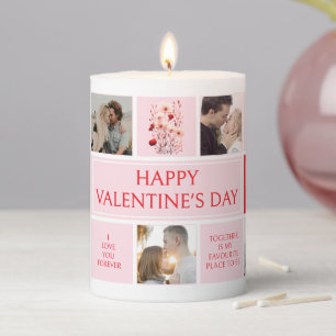 Valentines Day Custom Photo Collage Pillar Candle