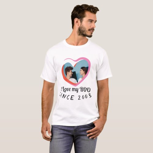 Valentines Day Custom Photo I Love my Boo Gift T_Shirt