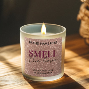 Valentine's Day Custom Pink Glitter Candle Label