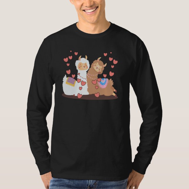 Valentines Day Cute Alpaca Boyfriend Girlfriend T-Shirt (Front)
