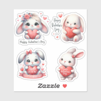 Valentine's Day Cute Baby Rabbits Sticker