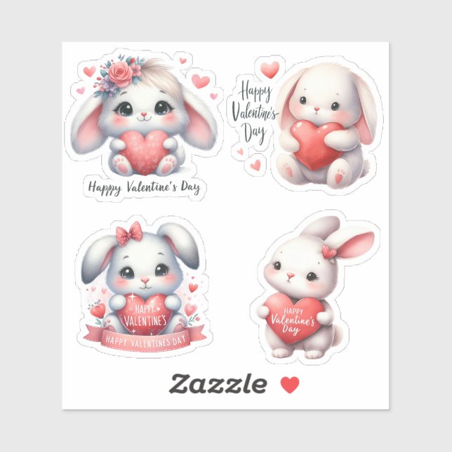 Valentine's Day Cute Baby Rabbits Sticker (Sheet)