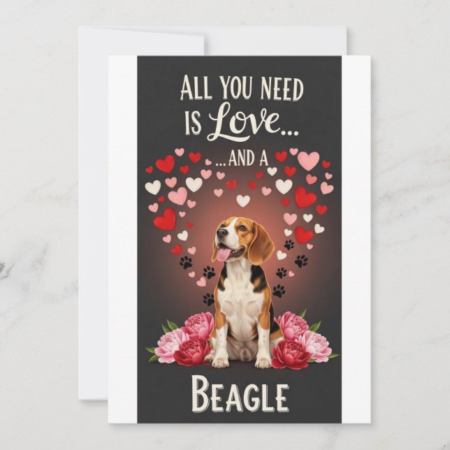 Valentine's Day Cute beagle Photo Cuddle  Holiday Card (Front)