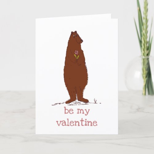 Valentines Day Cute Bear  Be My Valentine  Holida Holiday Card