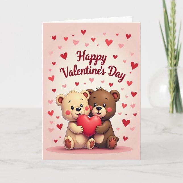 Valentines Day Cute Bears Love Card (Front)