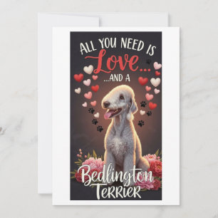 Valentine's Day Cute  Bedlington Terrier Photo  Holiday Card