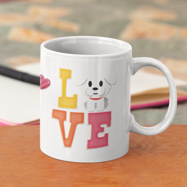 Valentine's Day Cute Bichon Frisé Pet Dog Lover Coffee Mug (Creator Uploaded)