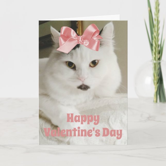 Valentines Day Cute Cat Custom Photo Personalized Holiday Card (Front)