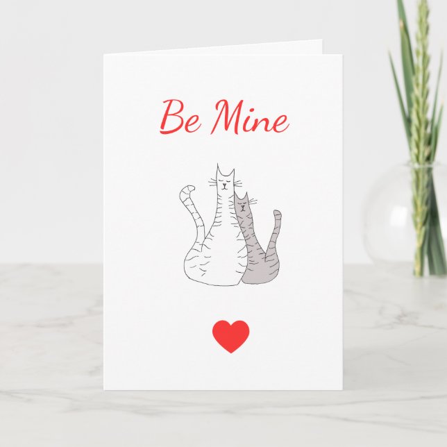 Valentine's Day Cute Cats Be Mine Holiday Card (Front)