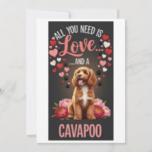 Valentine's Day Cute cavapoo Photo Cuddle  Holiday Card